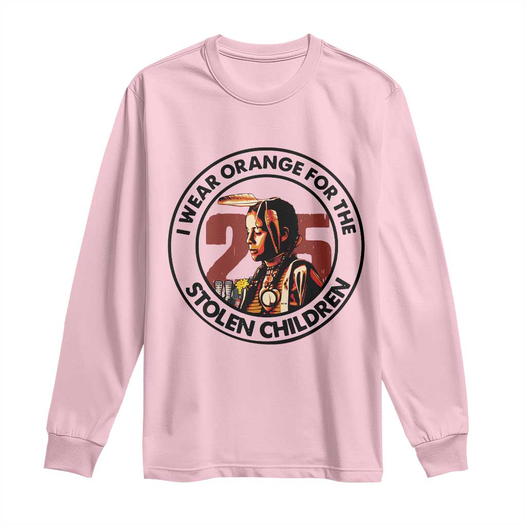 I Wear Orange For The 215 Stolen Children Long Sleeve Shirt Indigenous Girl Orange Shirt Day TS02 Light Pink Print Your Wear