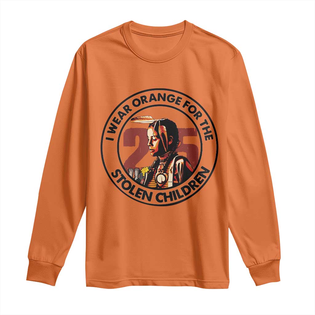 I Wear Orange For The 215 Stolen Children Long Sleeve Shirt Indigenous Girl Orange Shirt Day TS02 Orange Print Your Wear