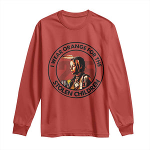 I Wear Orange For The 215 Stolen Children Long Sleeve Shirt Indigenous Girl Orange Shirt Day TS02 Red Print Your Wear