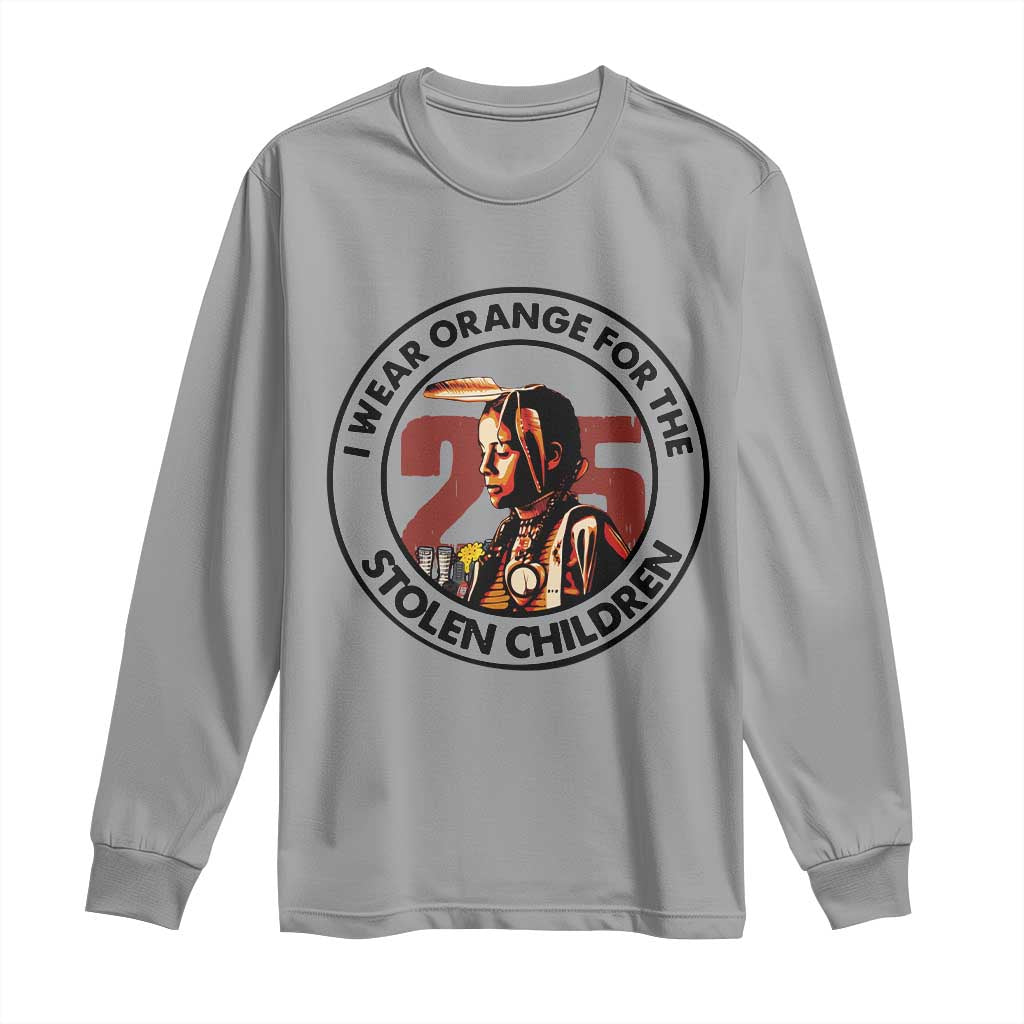I Wear Orange For The 215 Stolen Children Long Sleeve Shirt Indigenous Girl Orange Shirt Day TS02 Sport Gray Print Your Wear