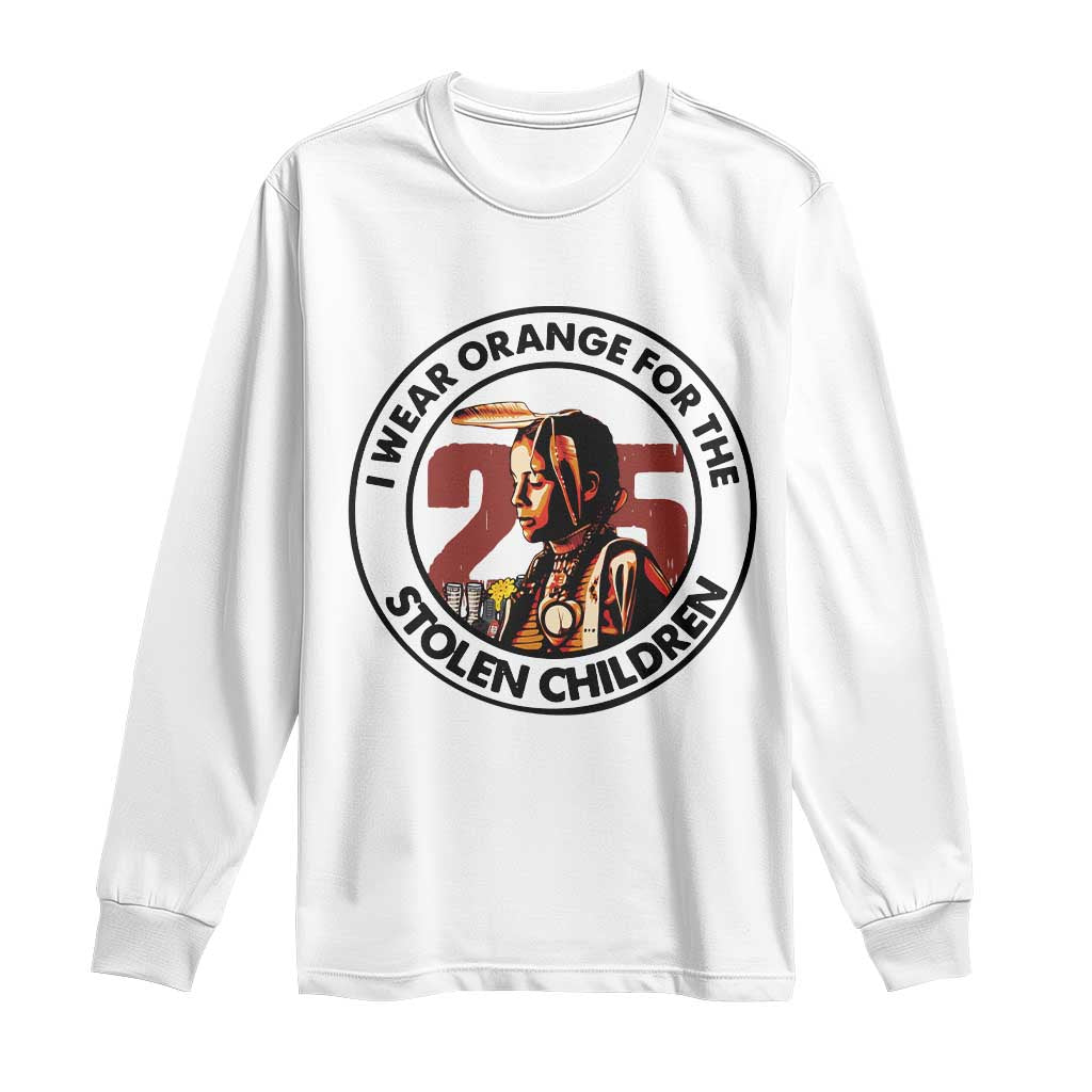 I Wear Orange For The 215 Stolen Children Long Sleeve Shirt Indigenous Girl Orange Shirt Day TS02 White Print Your Wear