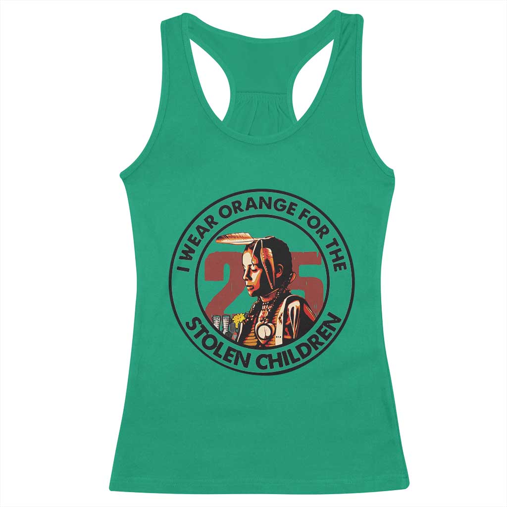 I Wear Orange For The 215 Stolen Children Racerback Tank Top Indigenous Girl Orange Shirt Day TS02 Irish Green Print Your Wear