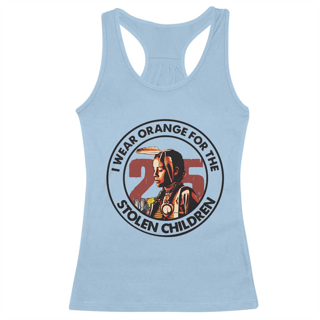 I Wear Orange For The 215 Stolen Children Racerback Tank Top Indigenous Girl Orange Shirt Day TS02 Light Blue Print Your Wear