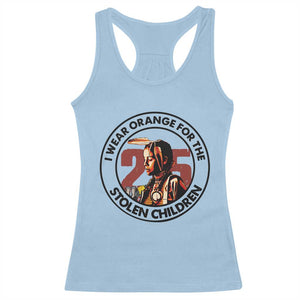 I Wear Orange For The 215 Stolen Children Racerback Tank Top Indigenous Girl Orange Shirt Day TS02 Light Blue Print Your Wear