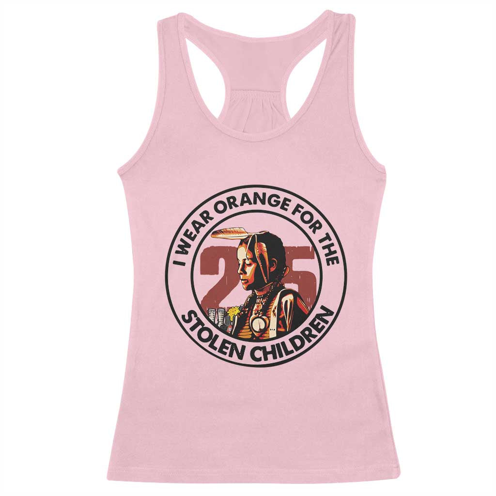 I Wear Orange For The 215 Stolen Children Racerback Tank Top Indigenous Girl Orange Shirt Day TS02 Light Pink Print Your Wear