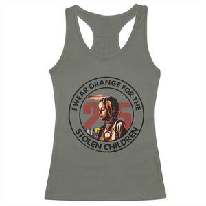 I Wear Orange For The 215 Stolen Children Racerback Tank Top Indigenous Girl Orange Shirt Day TS02 Military Green Print Your Wear