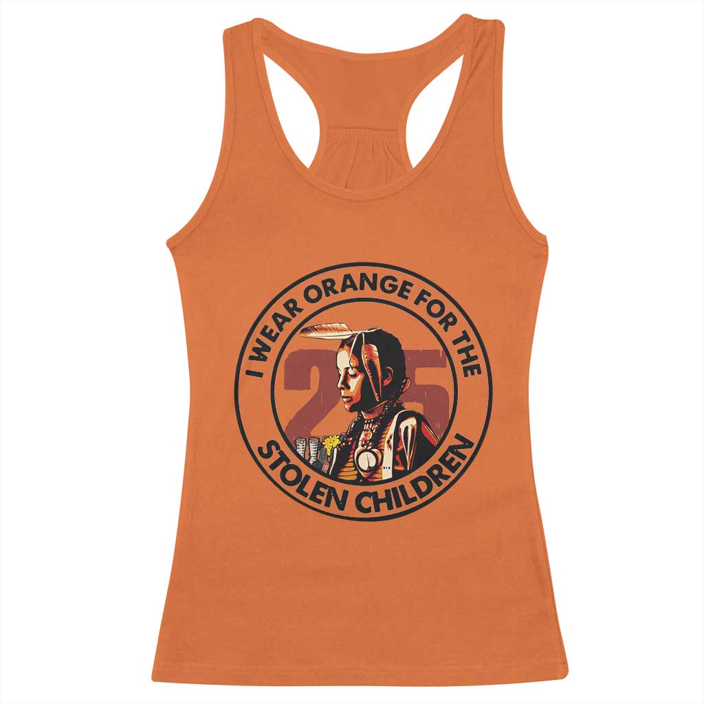 I Wear Orange For The 215 Stolen Children Racerback Tank Top Indigenous Girl Orange Shirt Day TS02 Orange Print Your Wear