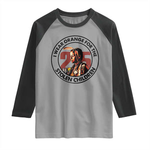 I Wear Orange For The 215 Stolen Children Raglan Shirt Indigenous Girl Orange Shirt Day TS02 Sport Gray Black Print Your Wear