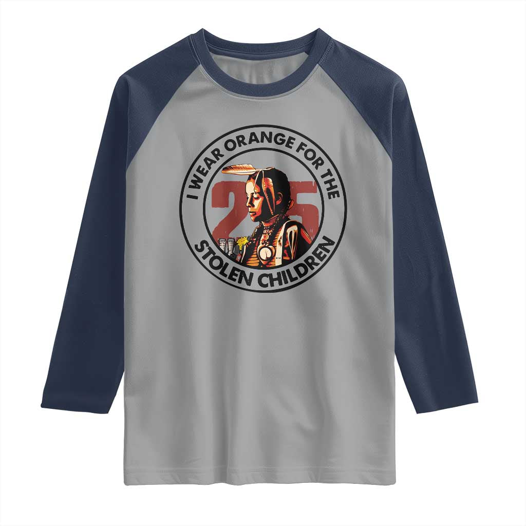 I Wear Orange For The 215 Stolen Children Raglan Shirt Indigenous Girl Orange Shirt Day TS02 Sport Gray Navy Print Your Wear
