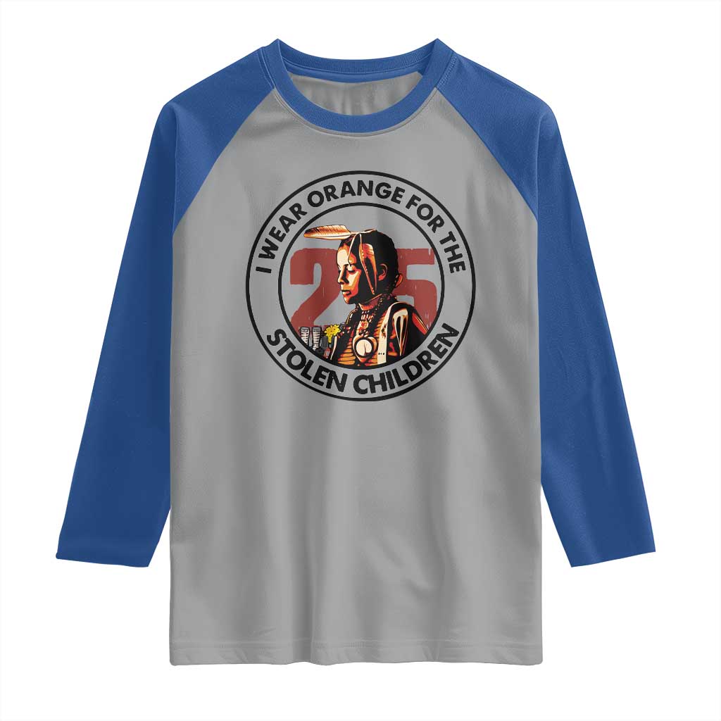 I Wear Orange For The 215 Stolen Children Raglan Shirt Indigenous Girl Orange Shirt Day TS02 Sport Gray Royal Print Your Wear