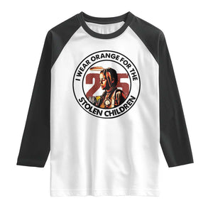 I Wear Orange For The 215 Stolen Children Raglan Shirt Indigenous Girl Orange Shirt Day TS02 White Black Print Your Wear