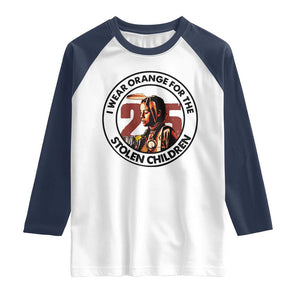 I Wear Orange For The 215 Stolen Children Raglan Shirt Indigenous Girl Orange Shirt Day TS02 White Navy Print Your Wear