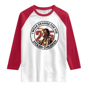 I Wear Orange For The 215 Stolen Children Raglan Shirt Indigenous Girl Orange Shirt Day TS02 White Red Print Your Wear