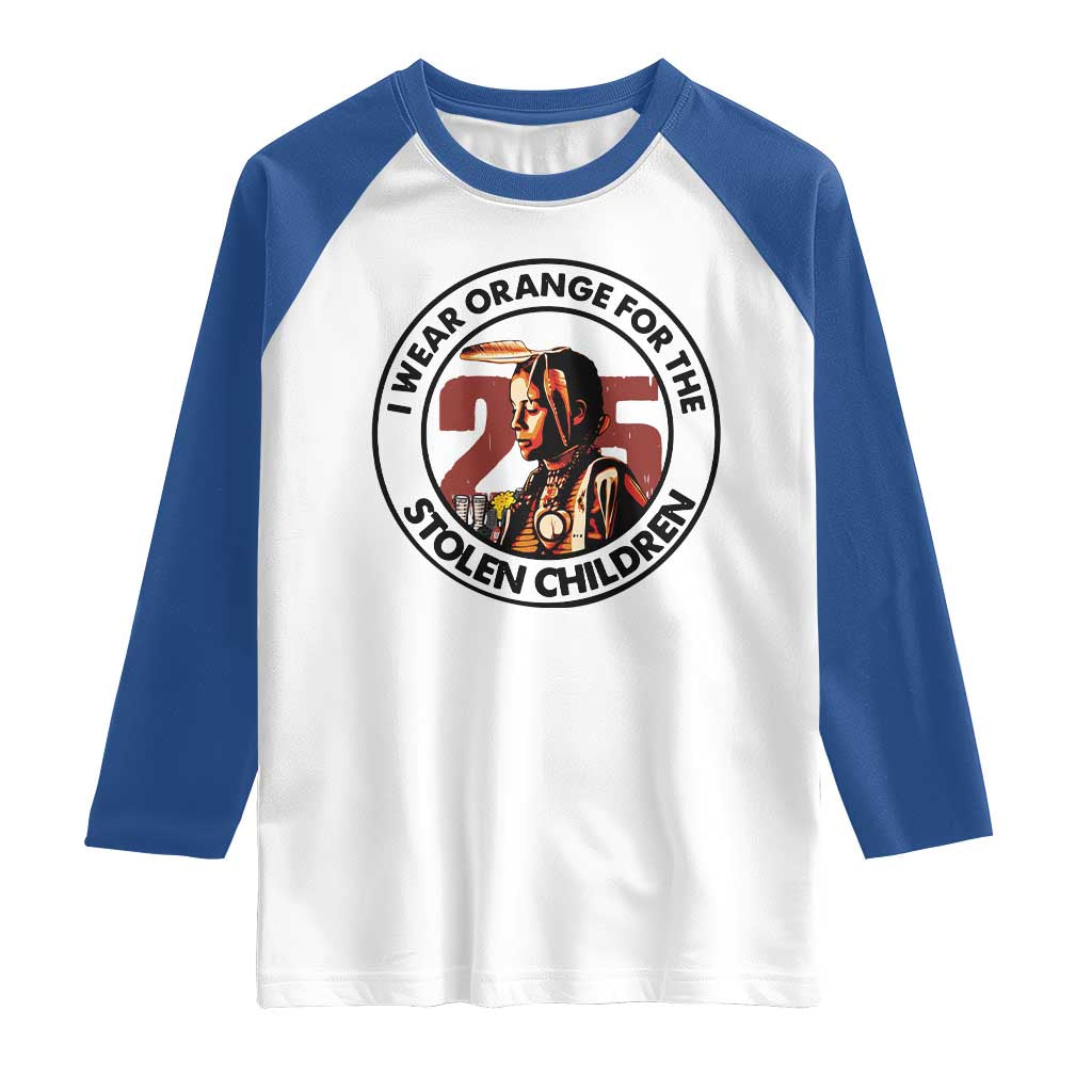 I Wear Orange For The 215 Stolen Children Raglan Shirt Indigenous Girl Orange Shirt Day TS02 White Royal Print Your Wear