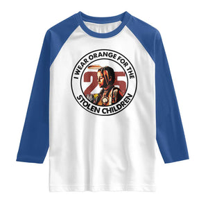 I Wear Orange For The 215 Stolen Children Raglan Shirt Indigenous Girl Orange Shirt Day TS02 White Royal Print Your Wear