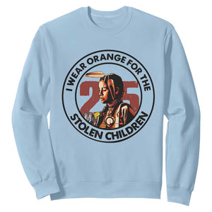 I Wear Orange For The 215 Stolen Children Sweatshirt Indigenous Girl Orange Shirt Day TS02 Light Blue Print Your Wear