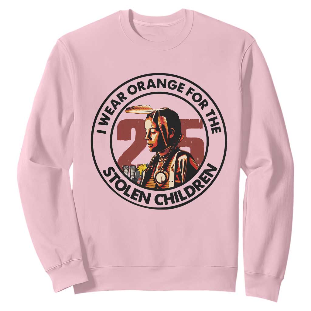 I Wear Orange For The 215 Stolen Children Sweatshirt Indigenous Girl Orange Shirt Day TS02 Light Pink Print Your Wear