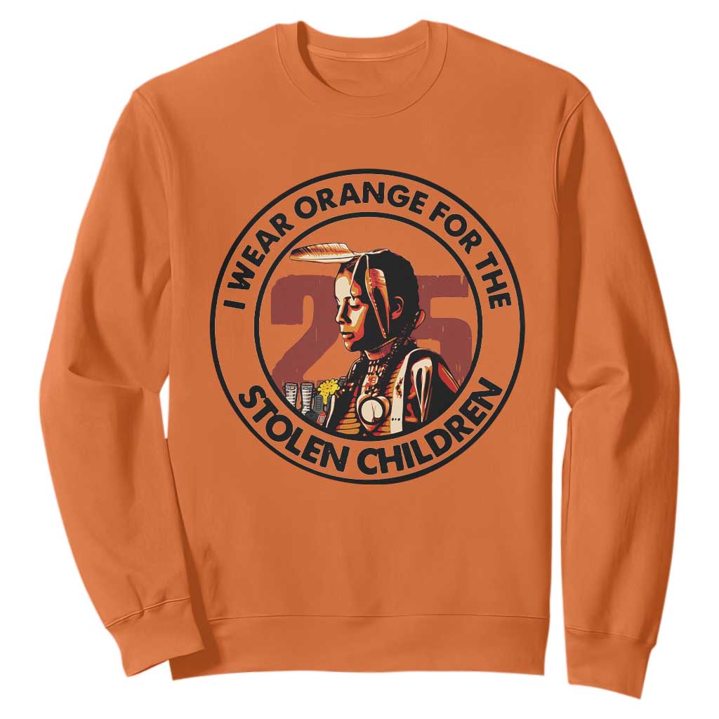 I Wear Orange For The 215 Stolen Children Sweatshirt Indigenous Girl Orange Shirt Day TS02 Orange Print Your Wear
