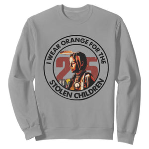 I Wear Orange For The 215 Stolen Children Sweatshirt Indigenous Girl Orange Shirt Day TS02 Sport Gray Print Your Wear