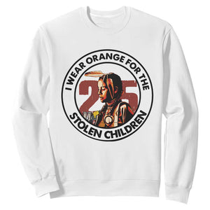 I Wear Orange For The 215 Stolen Children Sweatshirt Indigenous Girl Orange Shirt Day TS02 White Print Your Wear