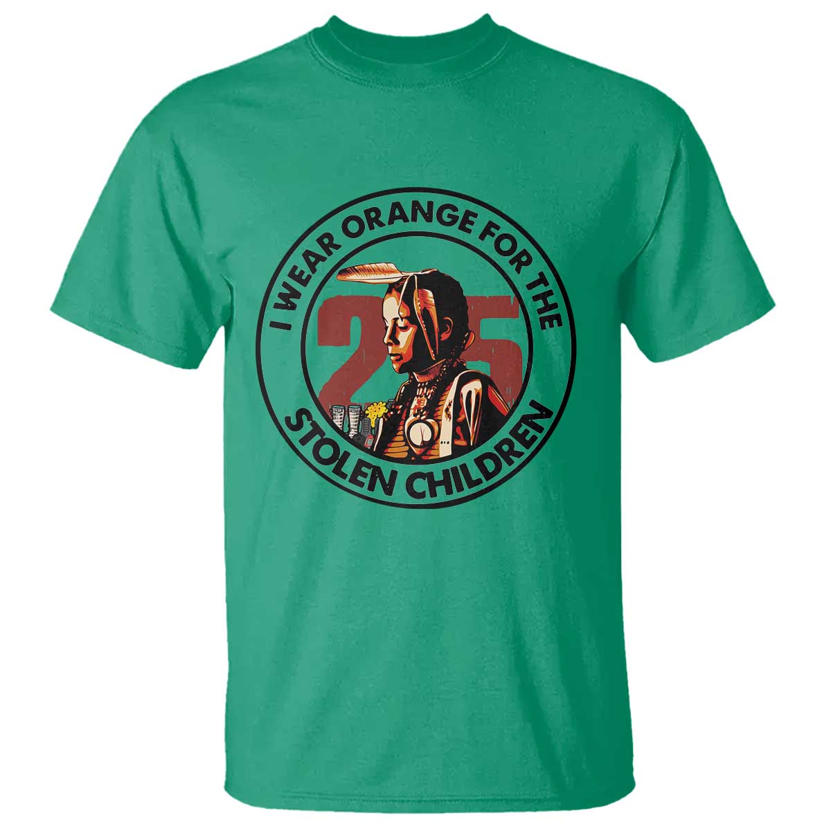 I Wear Orange For The 215 Stolen Children T Shirt Indigenous Girl Orange Shirt Day TS02 Irish Green Print Your Wear