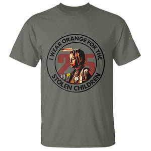 I Wear Orange For The 215 Stolen Children T Shirt Indigenous Girl Orange Shirt Day TS02 Military Green Print Your Wear