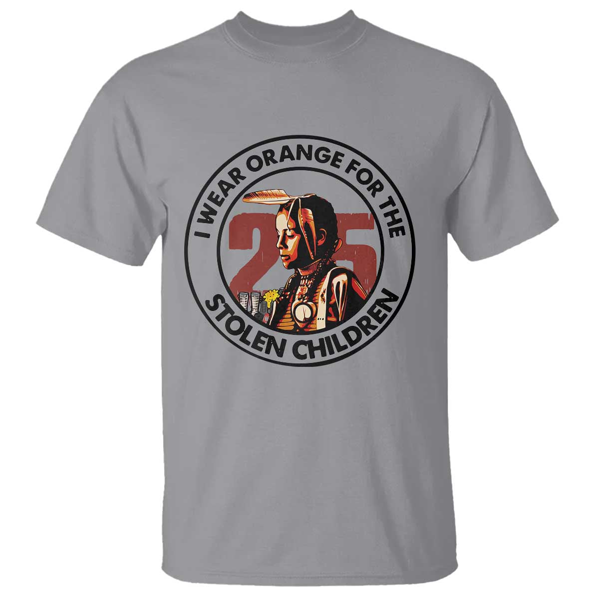 I Wear Orange For The 215 Stolen Children T Shirt Indigenous Girl Orange Shirt Day TS02 Sport Gray Print Your Wear