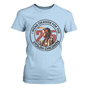 I Wear Orange For The 215 Stolen Children T Shirt For Women Indigenous Girl Orange Shirt Day TS02 Light Blue Print Your Wear