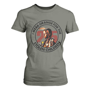 I Wear Orange For The 215 Stolen Children T Shirt For Women Indigenous Girl Orange Shirt Day TS02 Military Green Print Your Wear