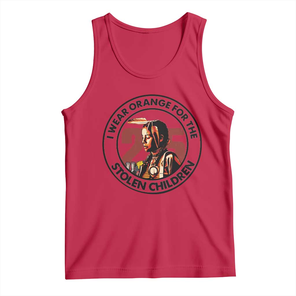I Wear Orange For The 215 Stolen Children Tank Top Indigenous Girl Orange Shirt Day TS02 Red Print Your Wear