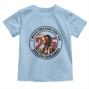 I Wear Orange For The 215 Stolen Children Toddler T Shirt Indigenous Girl Orange Shirt Day TS02 Light Blue Print Your Wear