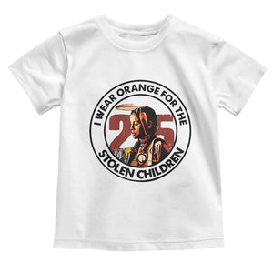I Wear Orange For The 215 Stolen Children Toddler T Shirt Indigenous Girl Orange Shirt Day TS02 White Print Your Wear