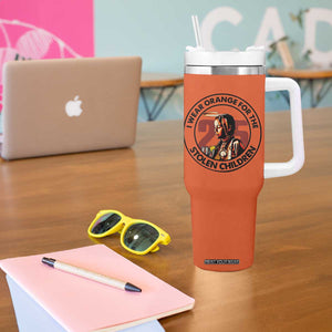 I Wear Orange For The 215 Stolen Children Tumbler With Handle Indigenous Girl Orange Shirt Day TS02 Print Your Wear