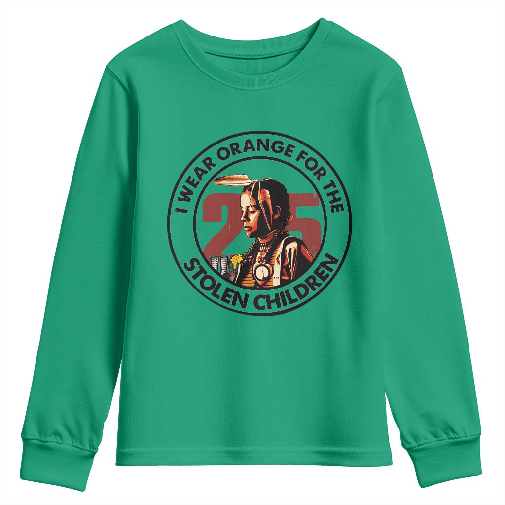 I Wear Orange For The 215 Stolen Children Youth Sweatshirt Indigenous Girl Orange Shirt Day TS02 Irish Green Print Your Wear