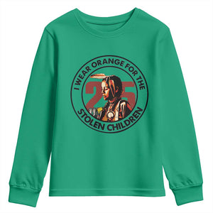I Wear Orange For The 215 Stolen Children Youth Sweatshirt Indigenous Girl Orange Shirt Day TS02 Irish Green Print Your Wear