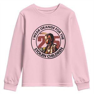 I Wear Orange For The 215 Stolen Children Youth Sweatshirt Indigenous Girl Orange Shirt Day TS02 Light Pink Print Your Wear