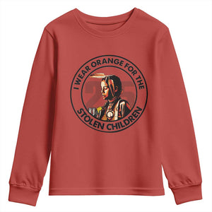 I Wear Orange For The 215 Stolen Children Youth Sweatshirt Indigenous Girl Orange Shirt Day TS02 Red Print Your Wear