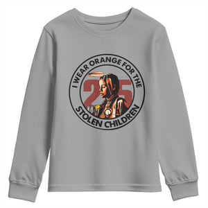 I Wear Orange For The 215 Stolen Children Youth Sweatshirt Indigenous Girl Orange Shirt Day TS02 Sport Gray Print Your Wear