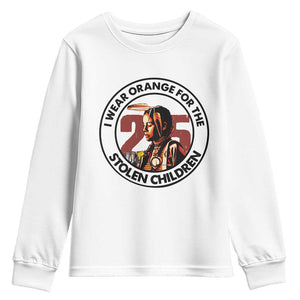 I Wear Orange For The 215 Stolen Children Youth Sweatshirt Indigenous Girl Orange Shirt Day TS02 White Print Your Wear