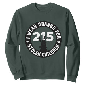 Orange Shirt Day 215 Memorial Sweatshirt I Wear Orange For Stolen Children Indigenous Tribute TS02 Dark Forest Green Print Your Wear
