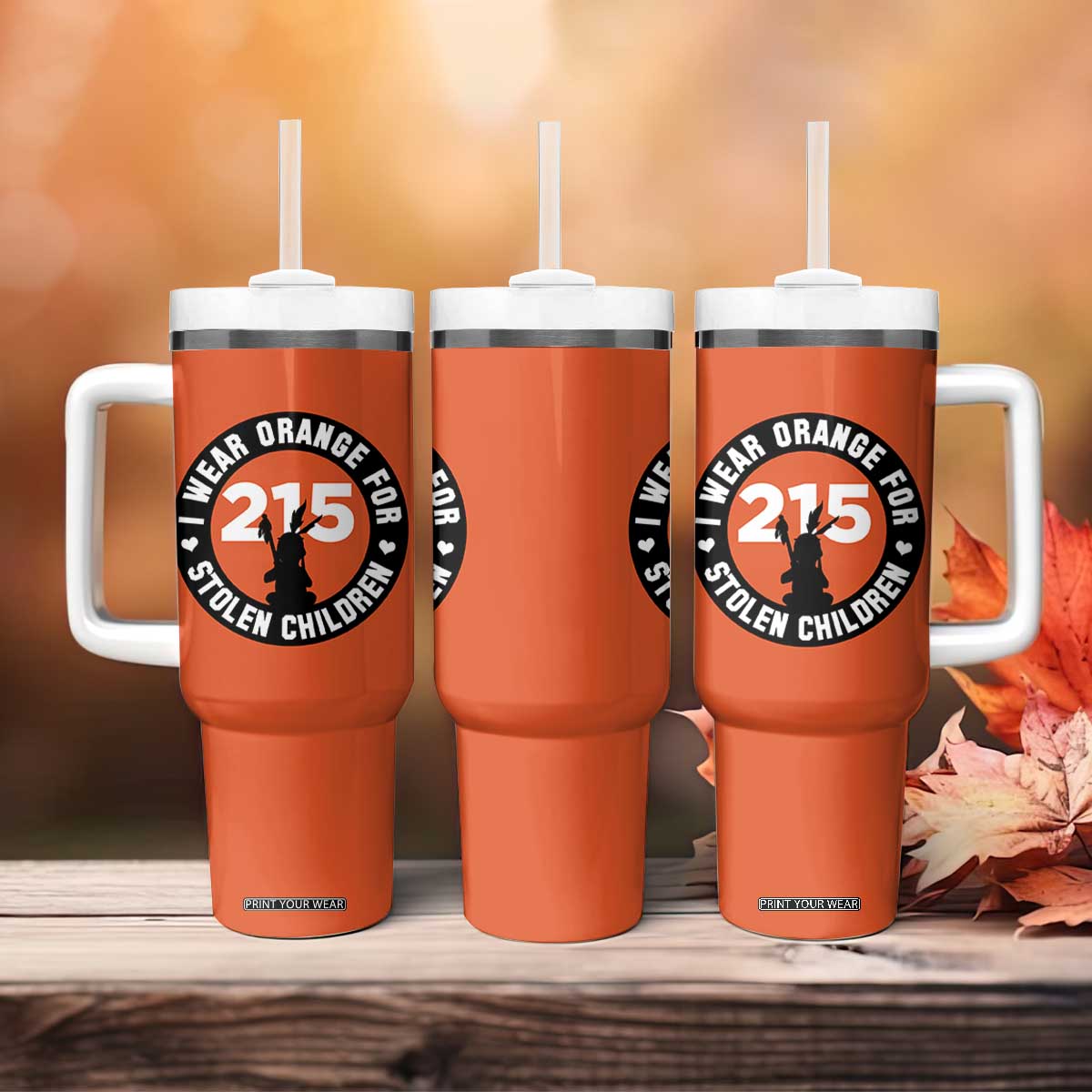 Orange Shirt Day 215 Memorial Tumbler With Handle I Wear Orange For Stolen Children Indigenous Tribute TS02 Print Your Wear