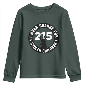 Orange Shirt Day 215 Memorial Youth Sweatshirt I Wear Orange For Stolen Children Indigenous Tribute TS02 Dark Forest Green Print Your Wear