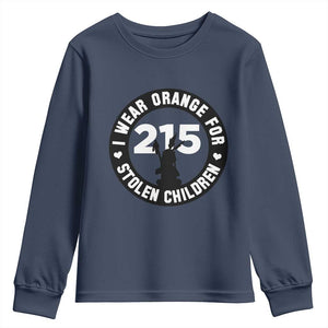 Orange Shirt Day 215 Memorial Youth Sweatshirt I Wear Orange For Stolen Children Indigenous Tribute TS02 Navy Print Your Wear