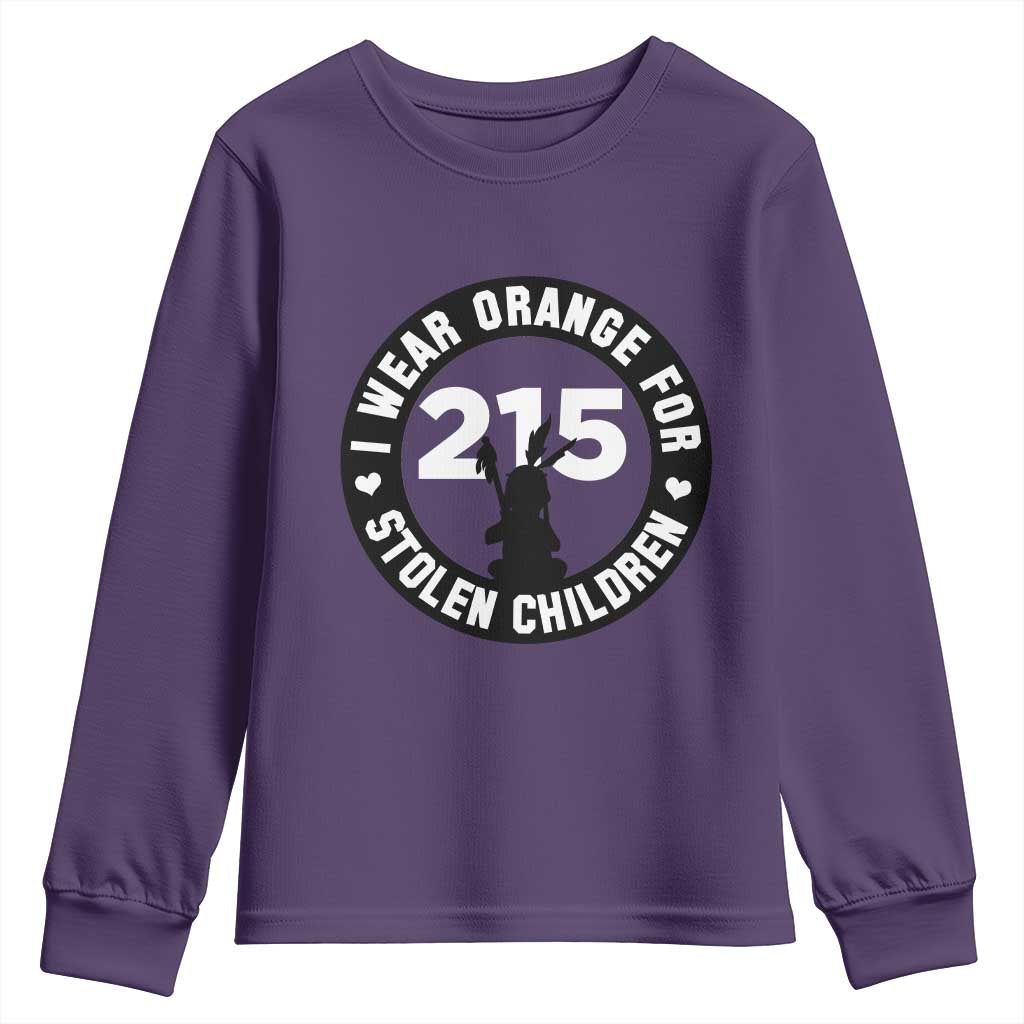 Orange Shirt Day 215 Memorial Youth Sweatshirt I Wear Orange For Stolen Children Indigenous Tribute TS02 Purple Print Your Wear