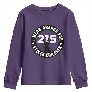 Orange Shirt Day 215 Memorial Youth Sweatshirt I Wear Orange For Stolen Children Indigenous Tribute TS02 Purple Print Your Wear