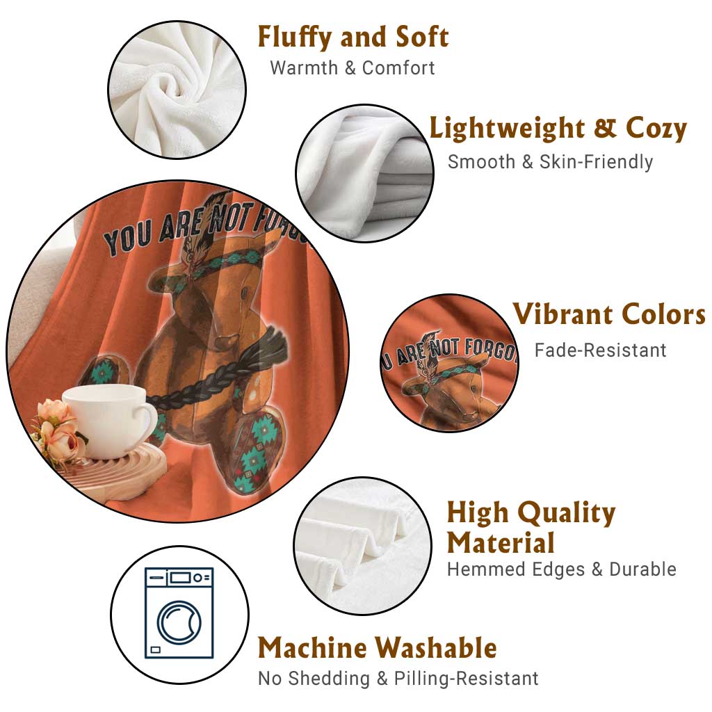 Orange Shirt Day Memorial Bear Throw Blanket You Are Not Forgotten Stolen Children Tribute TS02 Print Your Wear