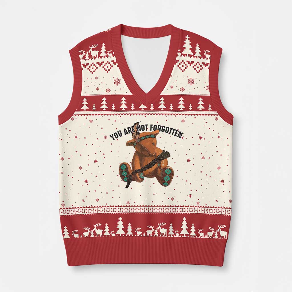 Orange Shirt Day Memorial Bear V-Neck Knit Sweater Vest You Are Not Forgotten Stolen Children Tribute TS02 Beige Red Print Your Wear