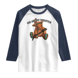 Orange Shirt Day Memorial Bear Raglan Shirt You Are Not Forgotten Stolen Children Tribute TS02 White Navy Print Your Wear