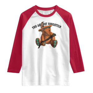 Orange Shirt Day Memorial Bear Raglan Shirt You Are Not Forgotten Stolen Children Tribute TS02 White Red Print Your Wear