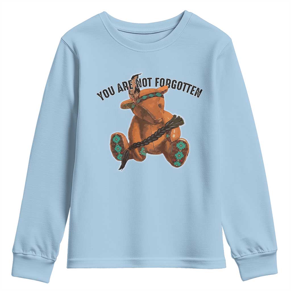 Orange Shirt Day Memorial Bear Youth Sweatshirt You Are Not Forgotten Stolen Children Tribute TS02 Light Blue Print Your Wear